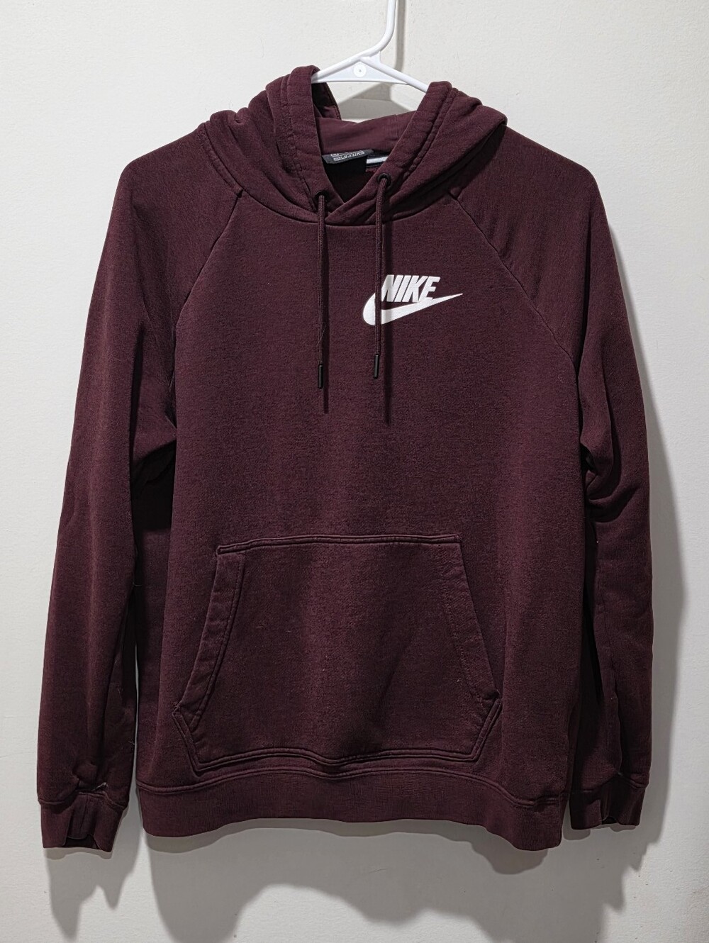 Nike Men's Burgundy Pullover Hoodie with White Logo